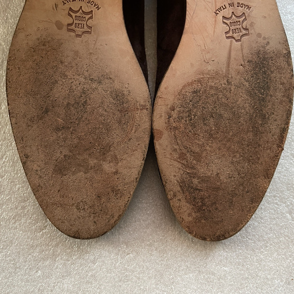 Vintage Harold's Shoes Women US 6.5 B Brown Suede Leather Slip On Flats Italy‎ - Picture 10 of 10